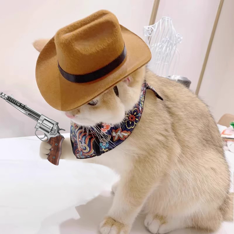 Cowboy Hat Straw - ﻿ Topi Koboi Kucing Aksesori Kepala