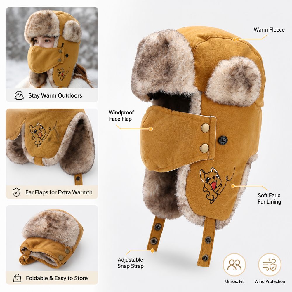 Topi Trapper Berlapis Bulu Imi - Trapper Hat Ear Flap ulasan dan harga